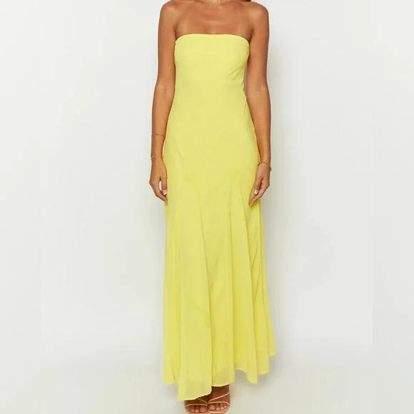 Myka Yellow Strapless Maxi Dress - US 6 | Beginning Boutique Exclusive Myka Yellow Strapless Maxi Dress - US 6 | Beginning Boutique Exclusive